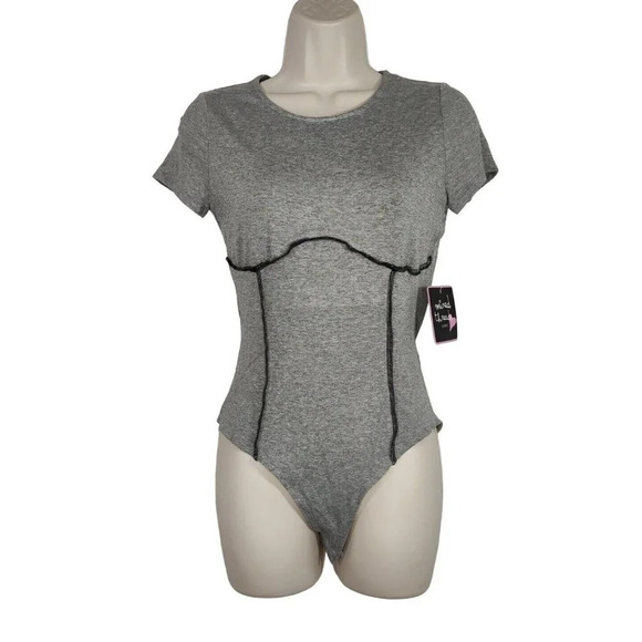 Mixed Threads Tops - Mixed Threads Bodysuit Women Size M Heather Gray Short Sleeve NEW